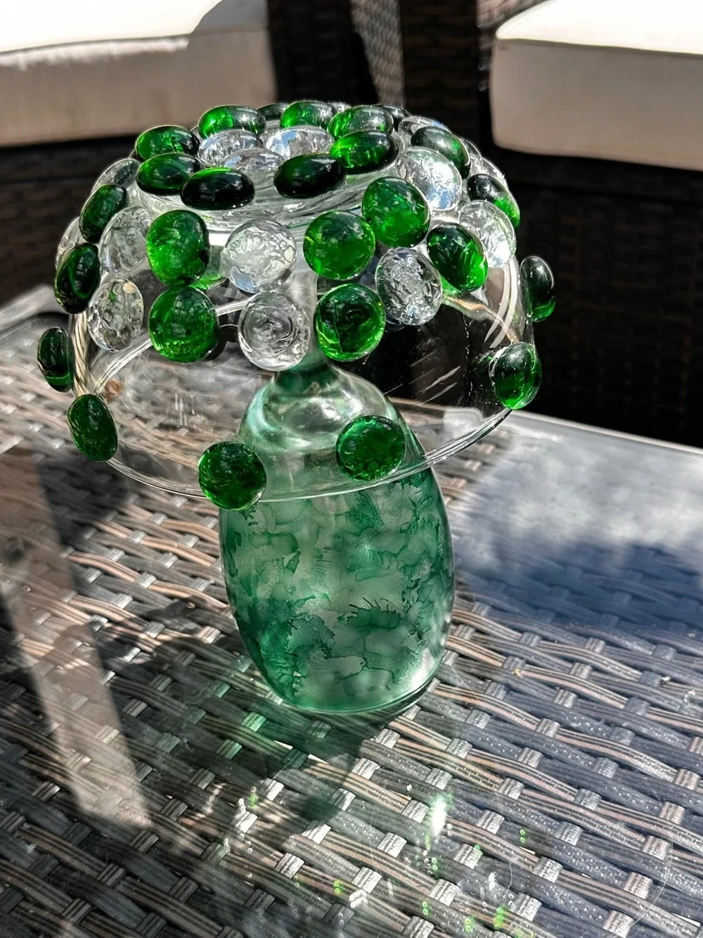 Handmade jeweled glass beaded mosaic glam accent decor